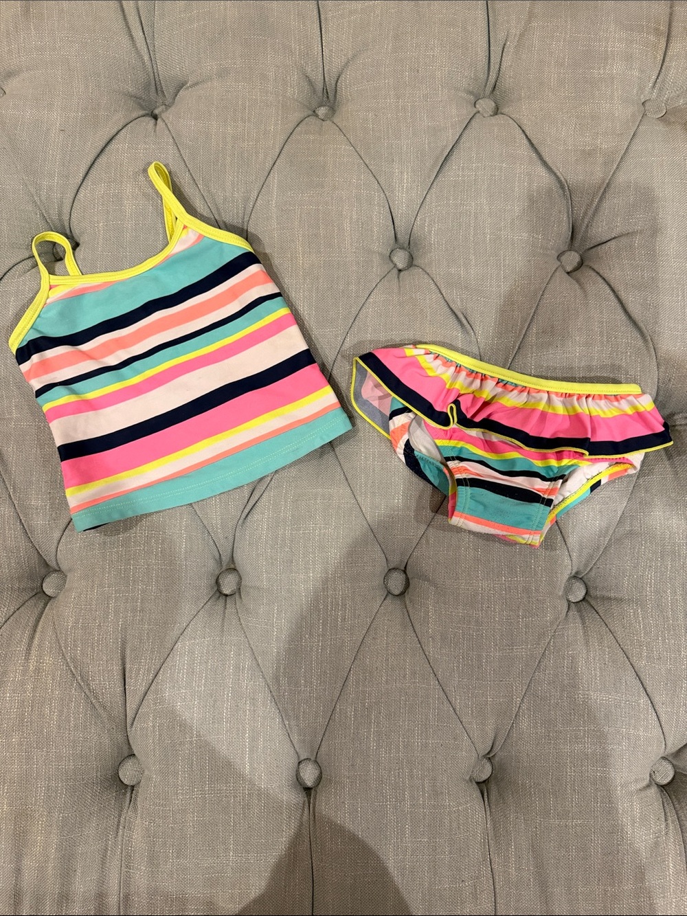 Carter's Girls' Striped Tankini Set in Pink, Yellow, Aqua, Navy